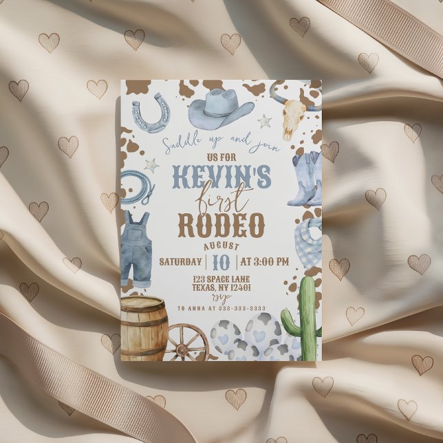 Convite de Aniversário do Primeiro Rodeio Blue Cow (Criador carregado)