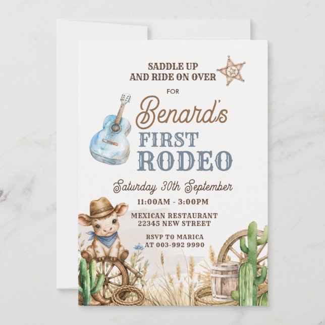 Convite de Aniversário do Primeiro Rodeio de Cowbo (Frente)