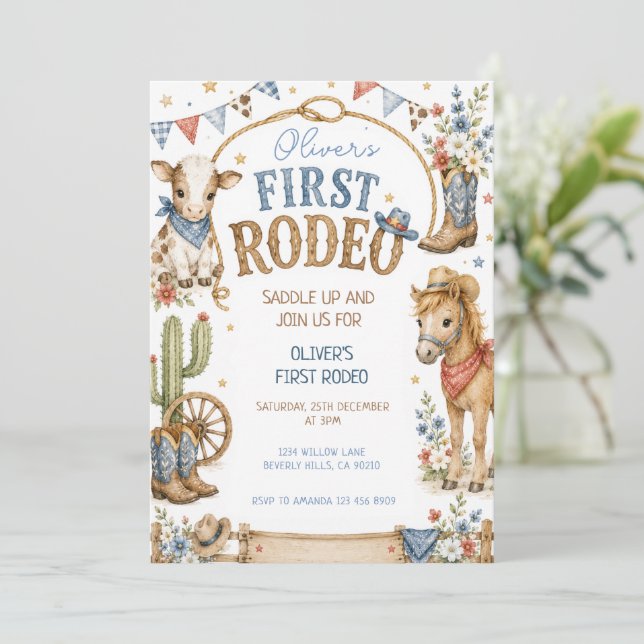 Convite de Aniversário do Primeiro Rodeio do Cowbo (Em pé/Frente)