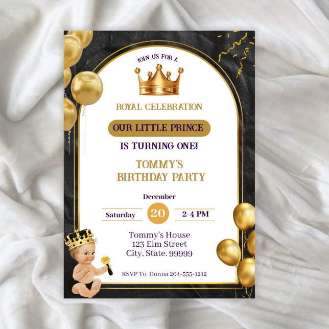 Convite de Aniversário do Prince Boys Crown (Criador carregado)