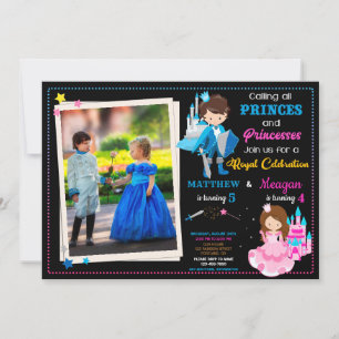 Convite de aniversário do Prince e da Princesa com