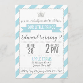 Convite de aniversário do Príncipe Glitter Blue Si