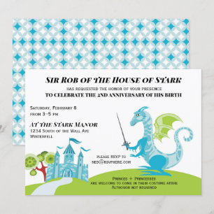 Convite de aniversário do Príncipe Turquesa e Ga