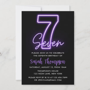 Convite de Aniversário do Purple Neon 7