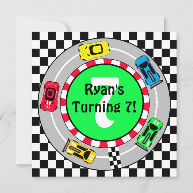 Convite de aniversário do Race Car Boy (Frente)