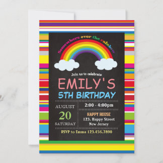 Convite de aniversário do Rainbow