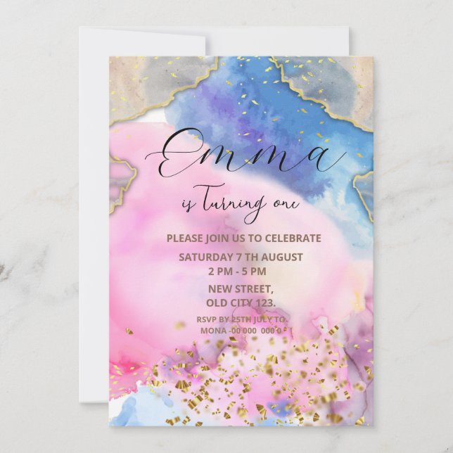 Convite de aniversário do Rainbow (Frente)