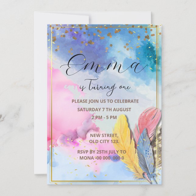 Convite de aniversário do Rainbow (Frente)