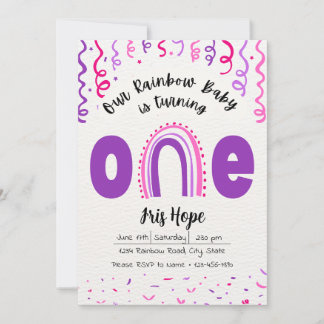 Convite de aniversário do Rainbow Baby