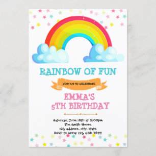 Convite de aniversário do Rainbow baby sprinks