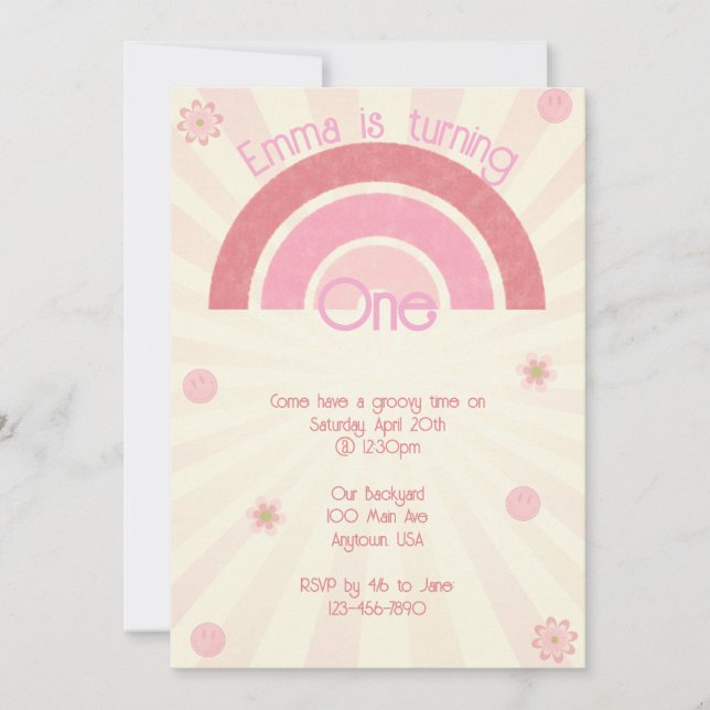 Convite de aniversário do Rainbow Boho (Frente)