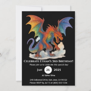 Convite de aniversário do Rainbow Dragon