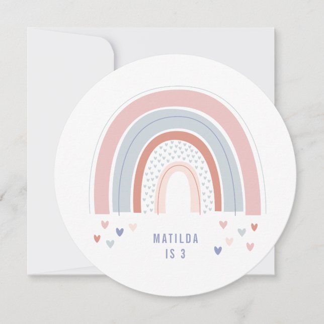 Convite de aniversário do Rainbow em roxo rosa + a (Frente)