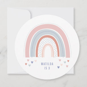 Convite de aniversário do Rainbow em roxo rosa + a