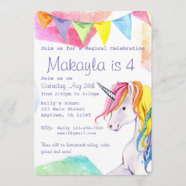 Convite de Aniversário do Rainbow Unicorn