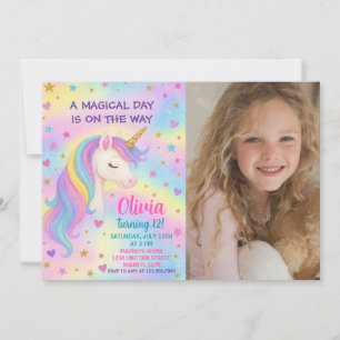 Convite de Aniversário do Rainbow Unicorn