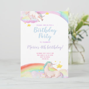 Convite de Aniversário do Rainbow Unicorn