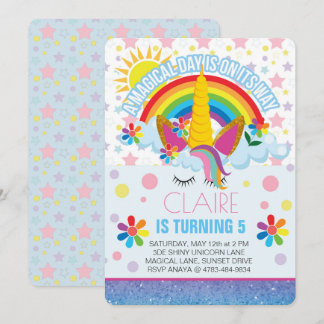 Convite de Aniversário do Rainbow Unicorn