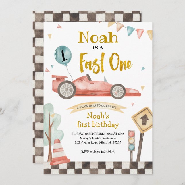 Convite de Aniversário do Rapaz de Corrida Rápida (Frente/Verso)
