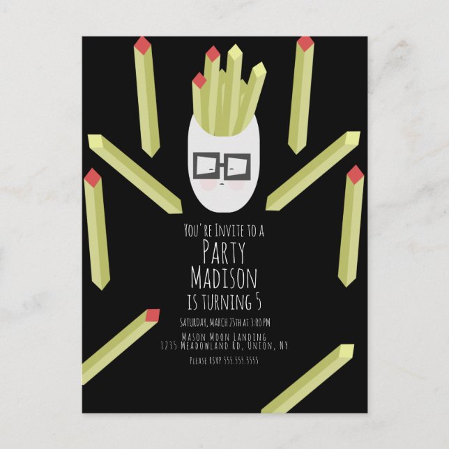 Convite de Aniversário do Restaurante de Fritas Fo (Frente)