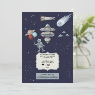 Convite de Aniversário do Robô Espacial Fofo