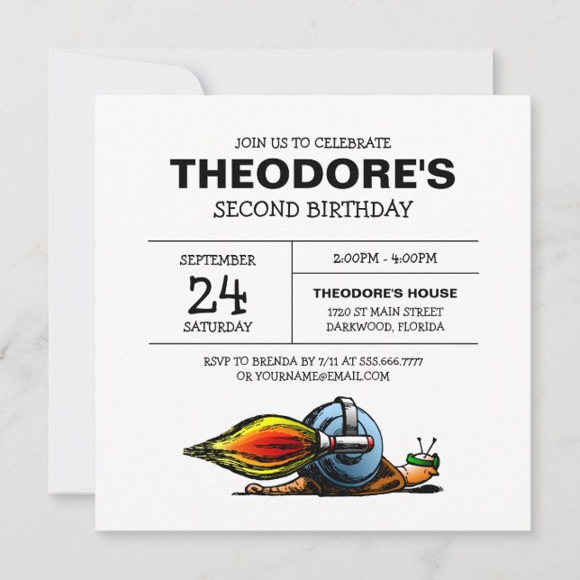 Convite de Aniversário do Rocket Snail (Frente)