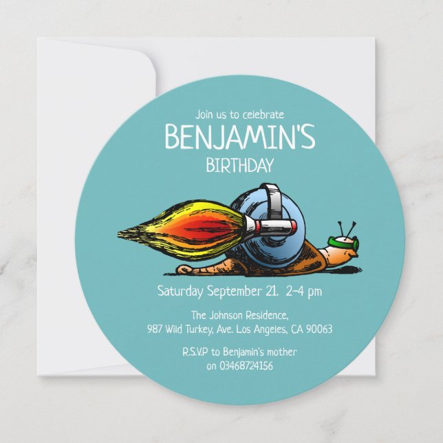 Convite de Aniversário do Rocket Snail (Frente)