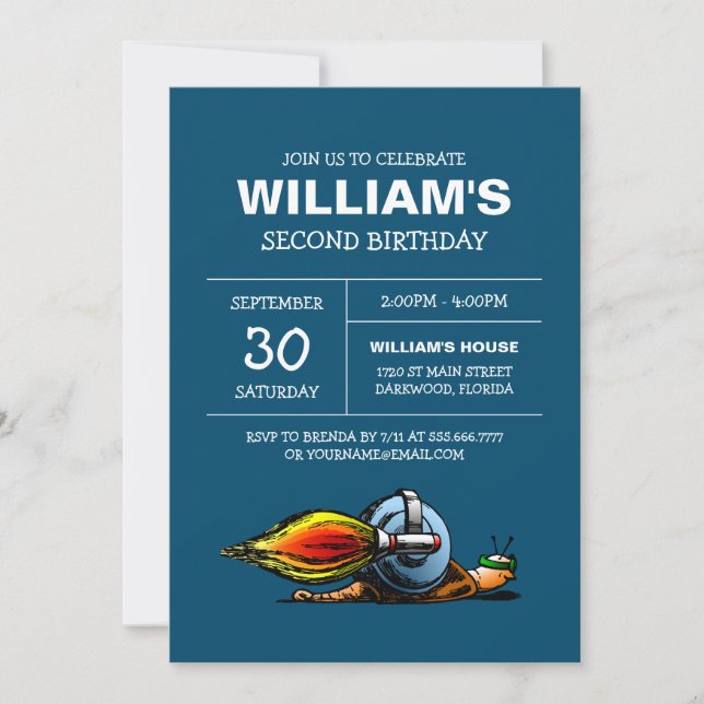Convite de Aniversário do Rocket Snail (Frente)