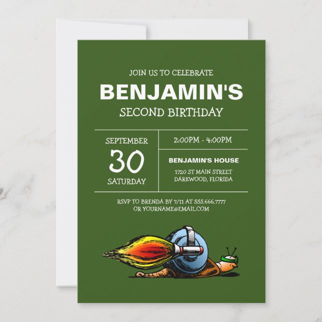 Convite de Aniversário do Rocket Snail (Frente)