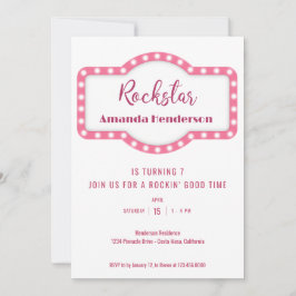 Convite de Aniversário do Rockstar Rosa