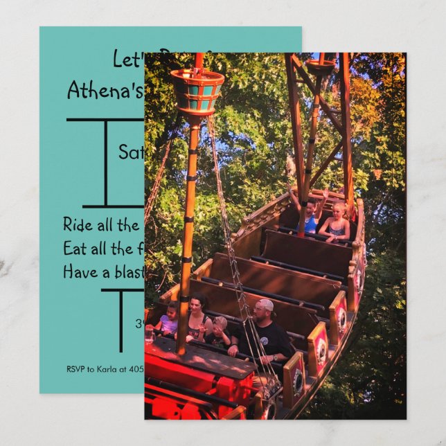 Convite de aniversário do Roller Porta copos Amuse (Frente/Verso)