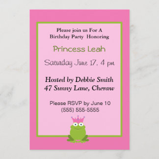 Convite de aniversário do Sapo Princesa.
