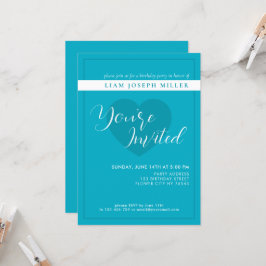 Convite de Aniversário do Script Azul do Céu Rico