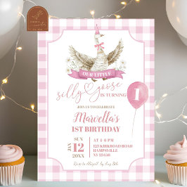 Convite de Aniversário do Silly Goose Préppy Rosa