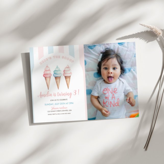 Convite de aniversário do sorvete, aqui está a fot (Criador carregado)