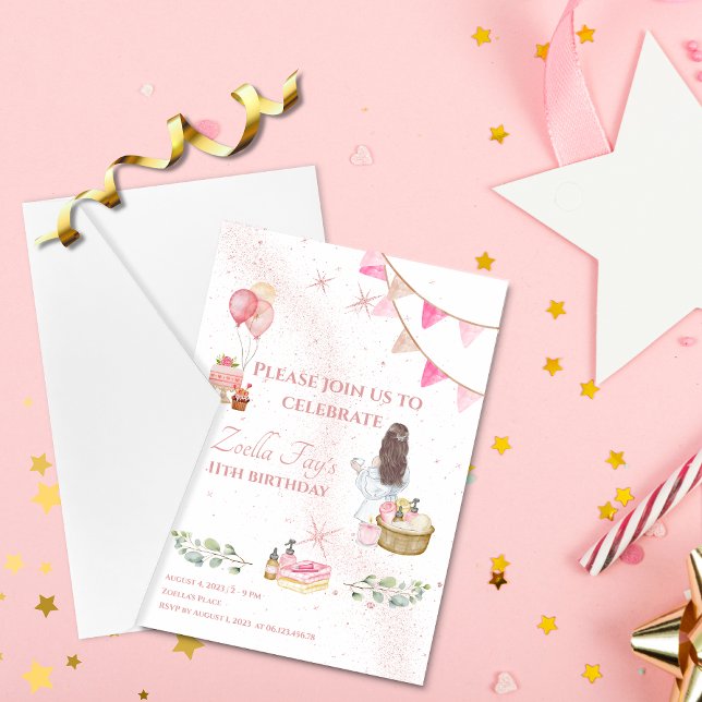 Convite de Aniversário do Spa (Birthday Invitation Cakes & Cupcakes)