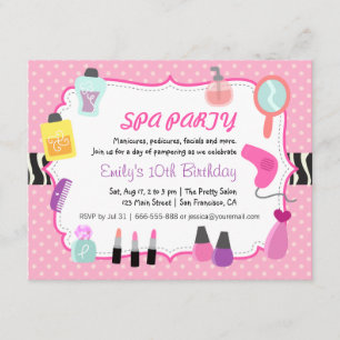 Convite de Aniversário do Spa Pontinhos Rosa