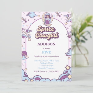 Convite de Aniversário do Space Cowgirl Western