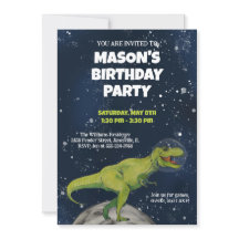 Convite de aniversário do Space Dinossaur T-rex