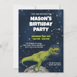 Convite de aniversário do Space Dinossaur T-rex