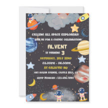 Convite de Aniversário do Space Explorers para Cri