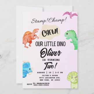 Convite de Aniversário do STOMP CHOMP E CHEW Dinos