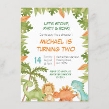 Convite de Aniversário do Stomp Chomp Roar Dino