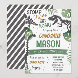 Convite de Aniversário do Stomp Chomp Roar Dinosau
