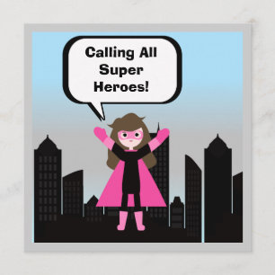 Convite de Aniversário do Super Hero Girl Brown H