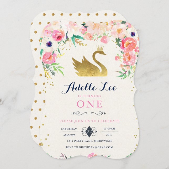 Convite de aniversário do Swan (Frente/Verso)