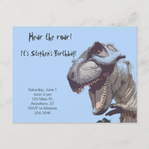 Convite de Aniversário do T-Rex Dinossauro