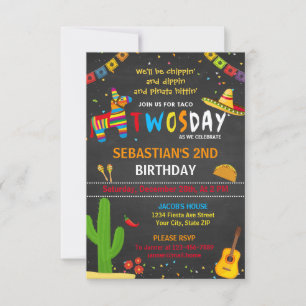 convite de aniversário do taco twosday