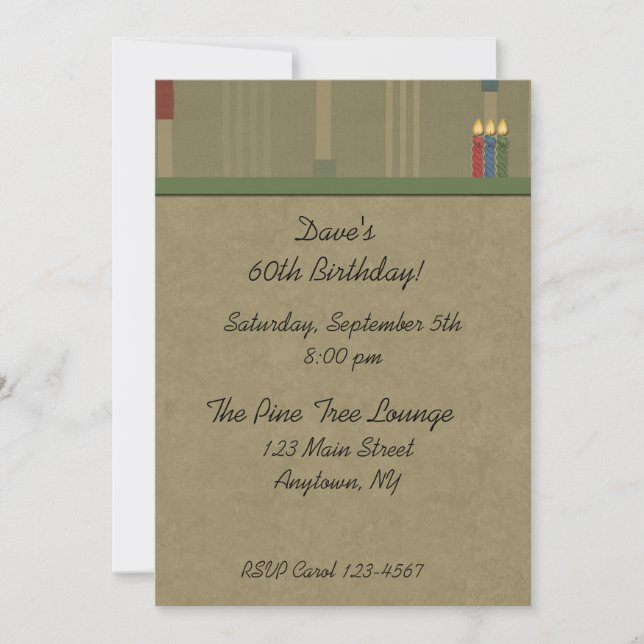 Convite de Aniversário do Tan Stripe Masculine (Frente)