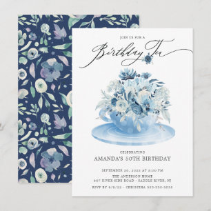 Convite De Aniversário Do Tea De Aniversário Azul 
